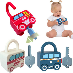 On-line hot selling unlocking educational toys Learning Locks with Keys Unlock Toy car for Children Boys Girls Kids Gift