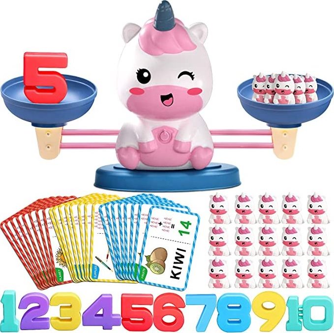 Kid's Early Education Toys Montessori Matching Letter Toy Dinosaur Unicorn Math Balance Toy for Boys and Girls