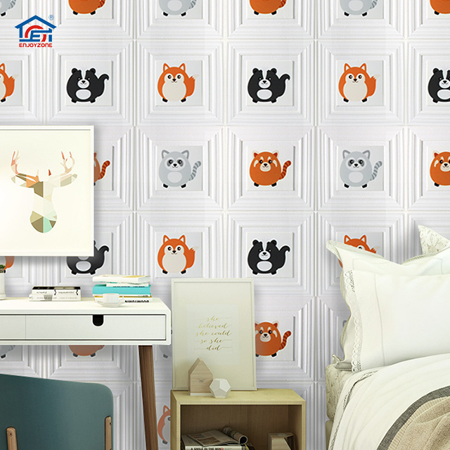 White Animal 3D Wall Panels Peel and Stick Wallpaper for Living Room Bedroom Background Wall Decoration