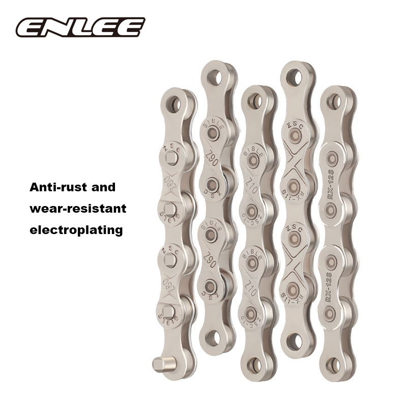 Velocidade Electroplated Silver Bicycle Chain 116 Links 6 7 8 9 10 11 12 Speed ENLEE MTB Road Bike Chain