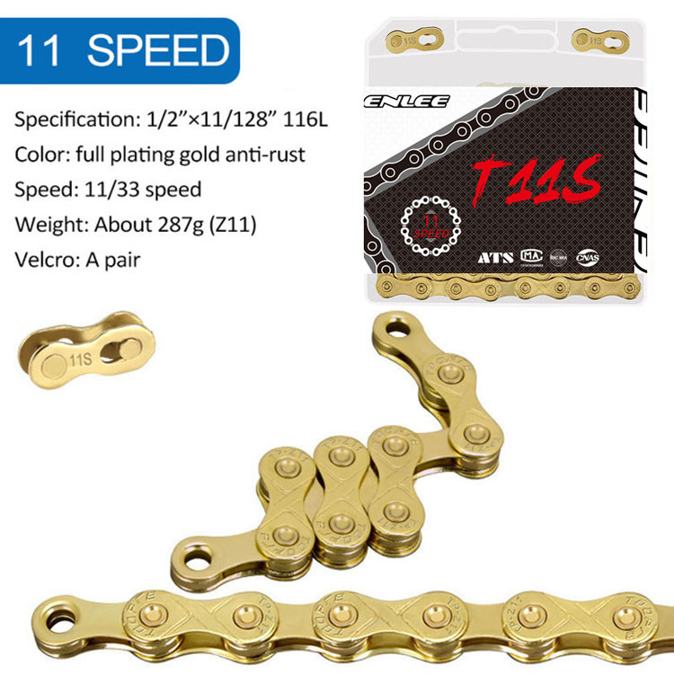 Cycling Parts ENLEE Anti-Rust Mountain Road Bicycle Chain 8/9/10/11/12 Speed Gold MTB Bike Chains