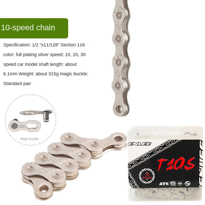 Velocidade Electroplated Silver Bicycle Chain 116 Links 6 7 8 9 10 11 12 Speed ENLEE MTB Road Bike Chain