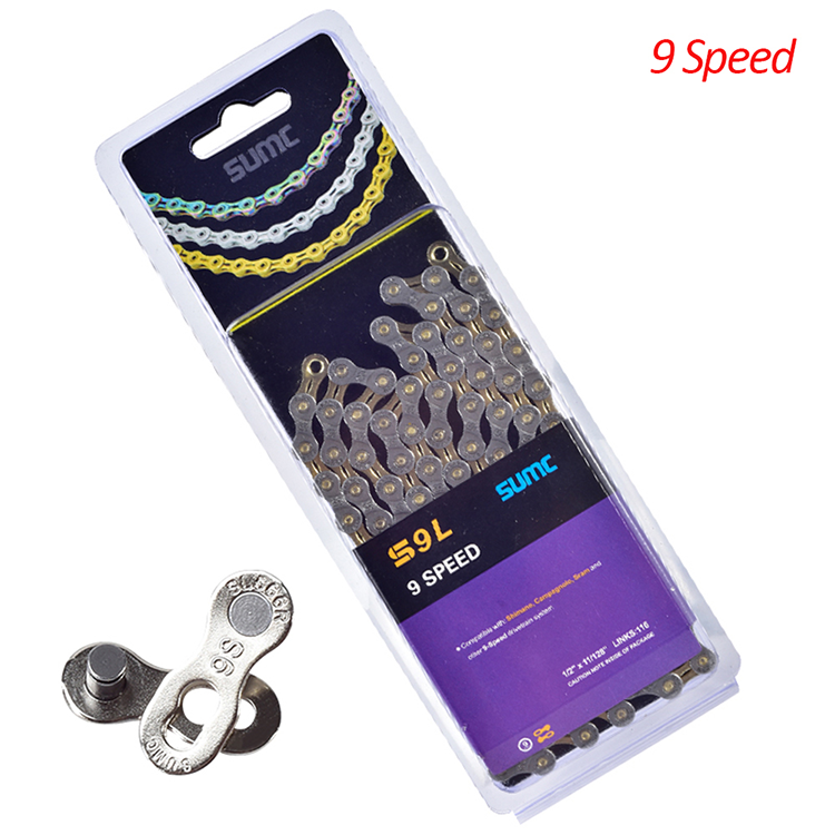 SUMC Golden Gray 116 Links Bicycle Chain Semi Hollow Road Bike chains 8/9/10/11/12 Speed MTB Bicycle Chain