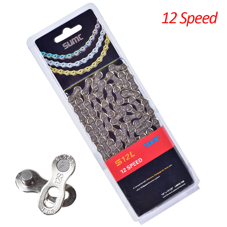 SUMC Golden Gray 116 Links Bicycle Chain Semi Hollow Road Bike chains 8/9/10/11/12 Speed MTB Bicycle Chain