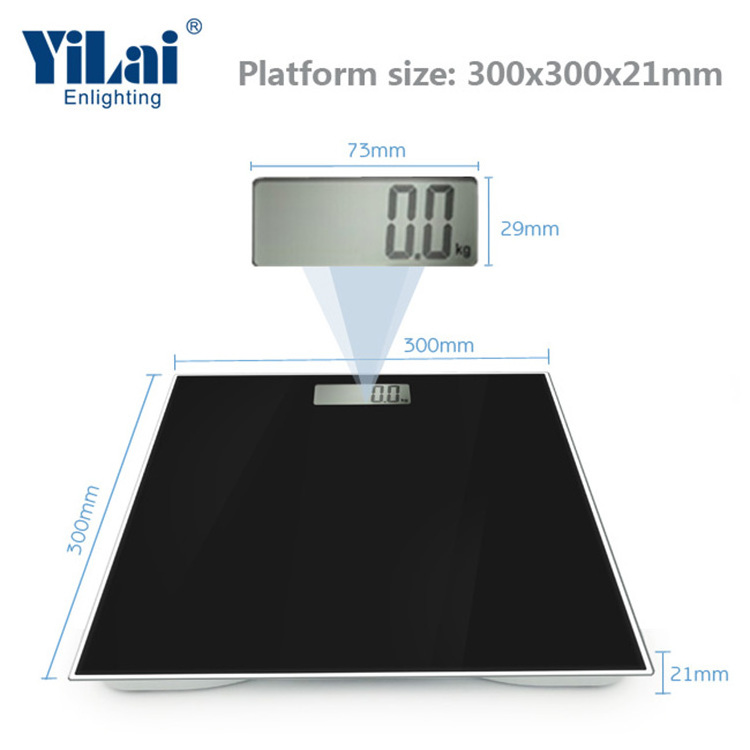 Top Bath Scales Electronic Balance Digital Bathroom Body Weight Scale 180 Kg OEM Square Electronic and Promotional Black 30x73mm