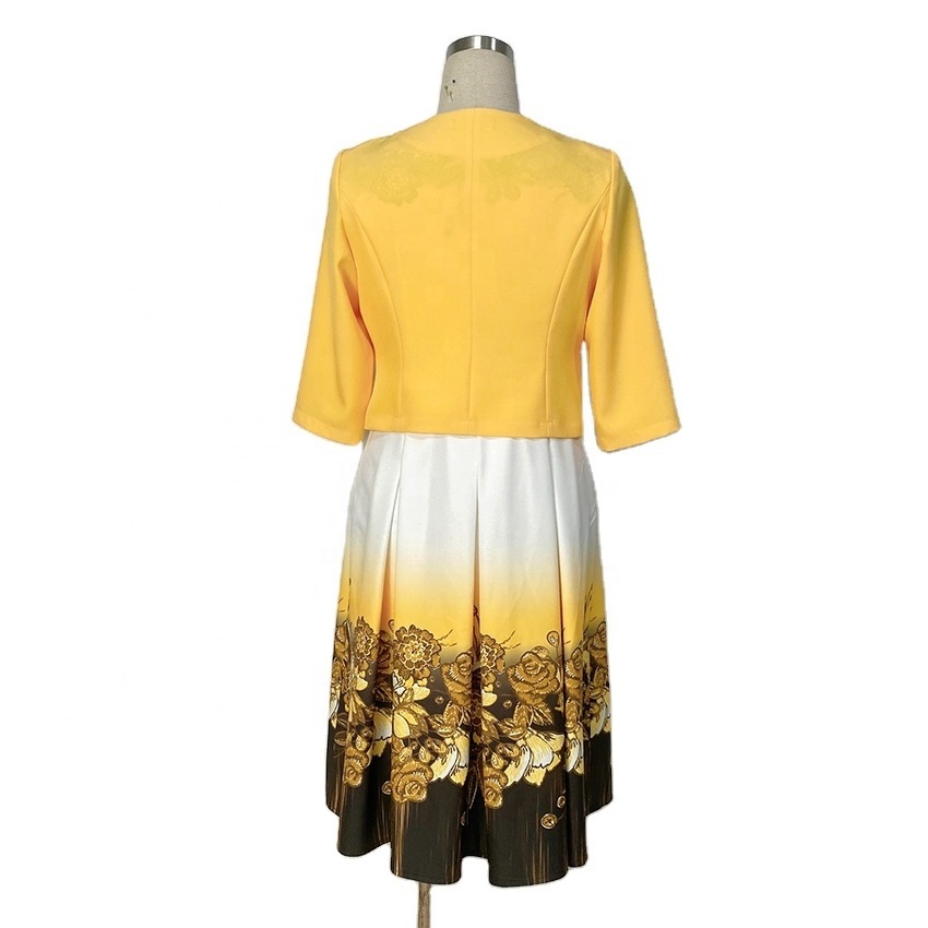 African wear Yellow 2 pieces dresses suits made in turkey