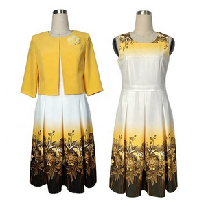 African wear Yellow 2 pieces dresses suits made in turkey