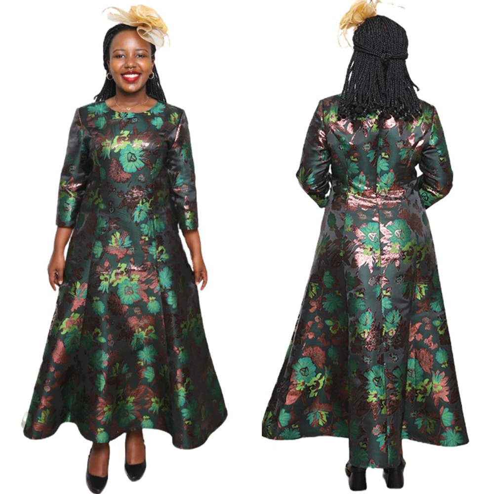 High Quality Church Ladies Dress African Turkey Office Ladies 5xl Plus Size Women Single Dress with Elegant Flora Pattern