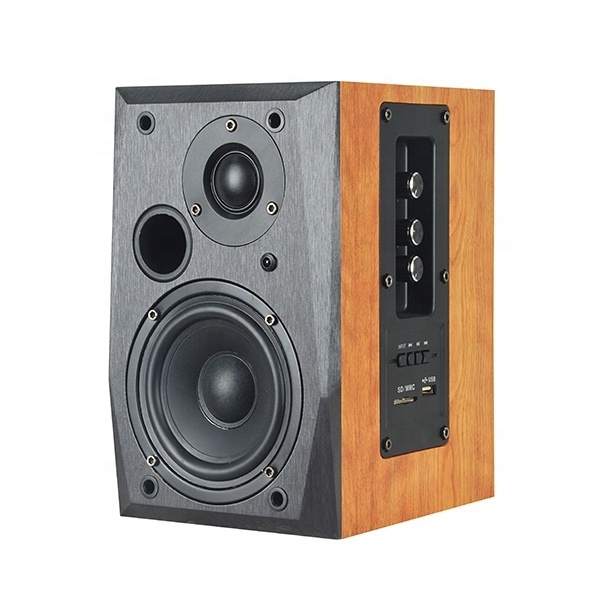 wooden USB SD MMC card wireless 50W 4 inch woofer 2ch 2.0 stereo audio sound powered amplifier hifi Hi-Fi bookshelf speaker