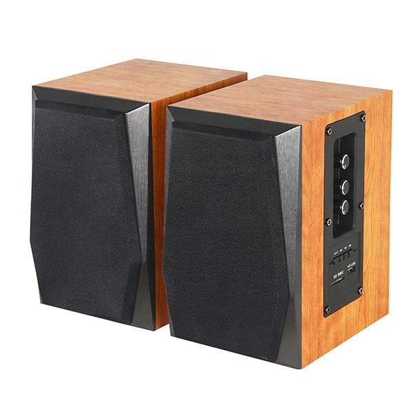 wooden USB SD MMC card wireless 50W 4 inch woofer 2ch 2.0 stereo audio sound powered amplifier hifi Hi-Fi bookshelf speaker