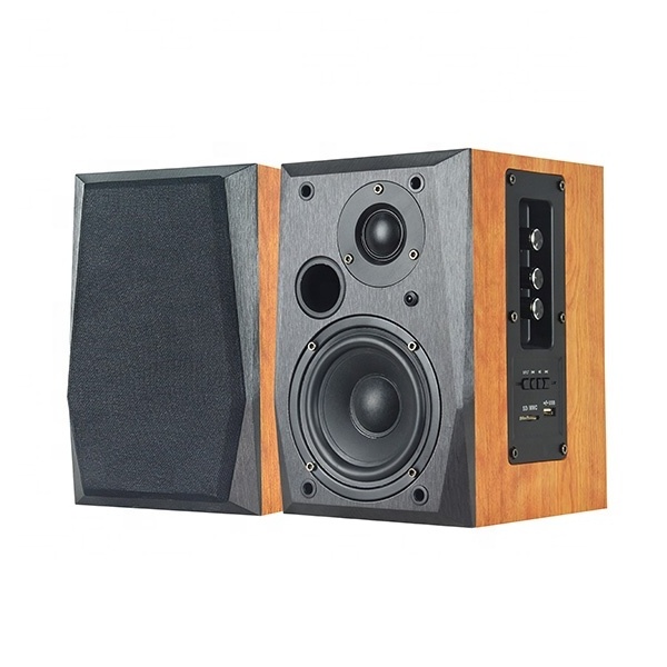 wooden USB SD MMC card wireless 50W 4 inch woofer 2ch 2.0 stereo audio sound powered amplifier hifi Hi-Fi bookshelf speaker