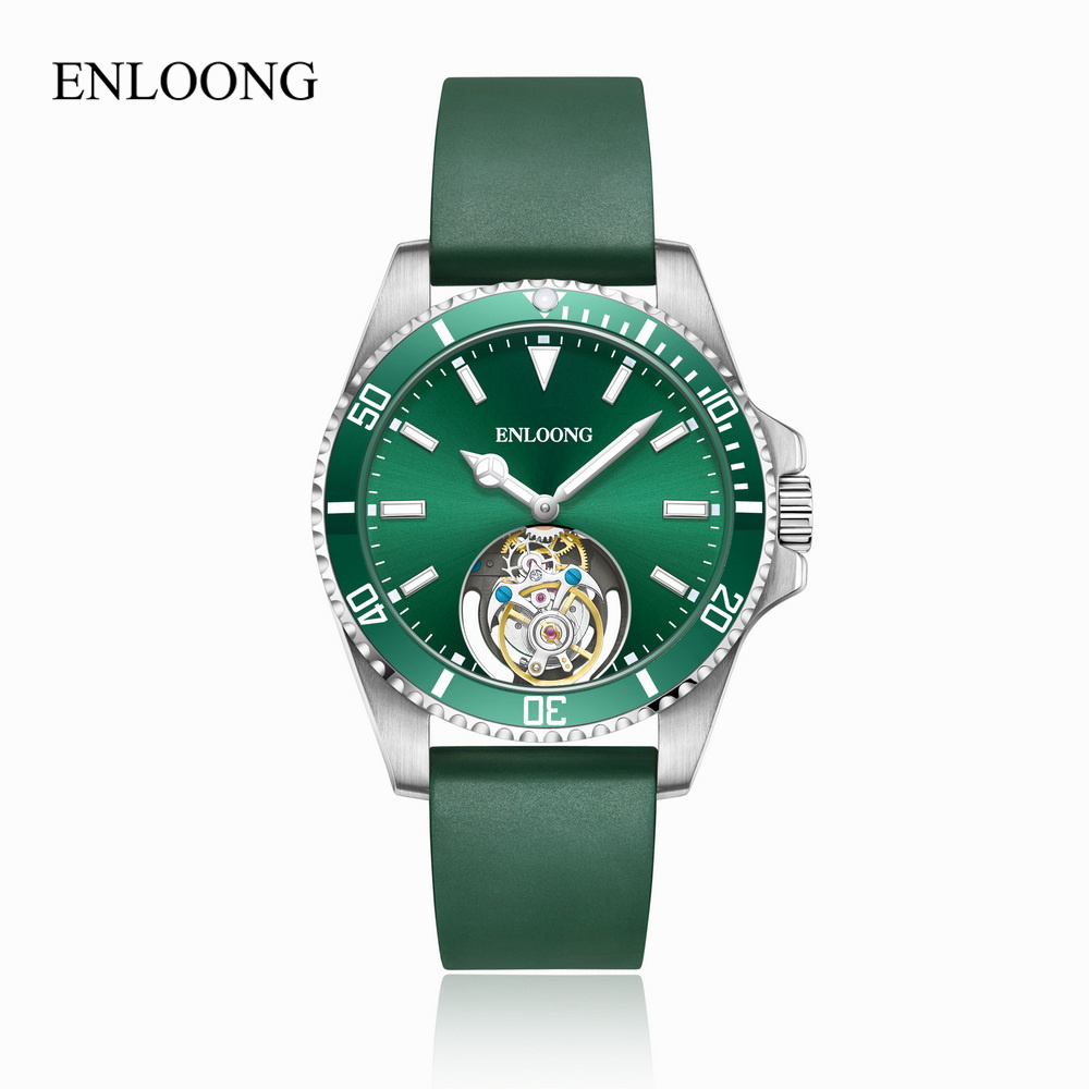 ENLOONG Custom Brand Man Marine Mechanical Watches Comfortable Fashion Green Luxury Tourbillon Wristwatch