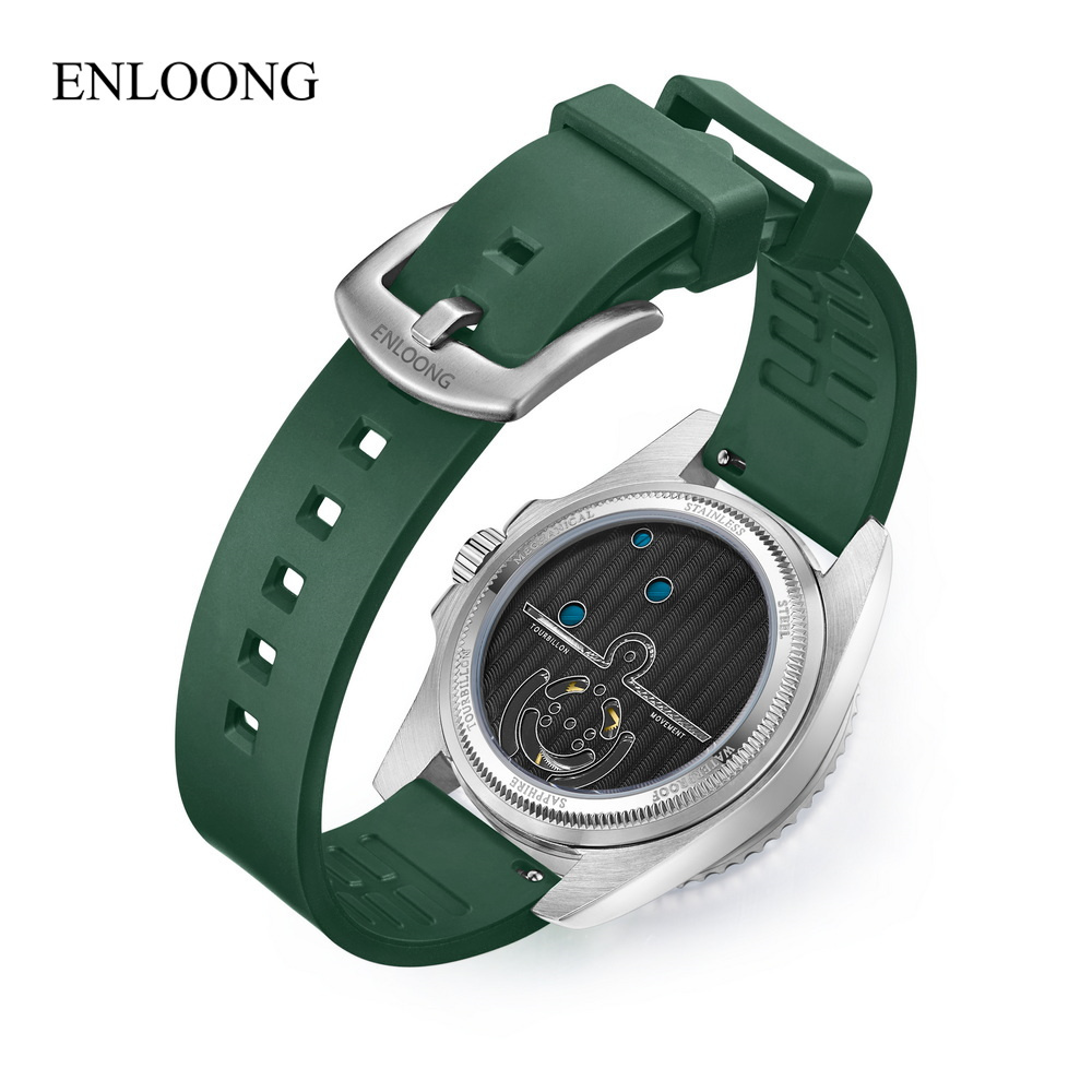 ENLOONG Custom Brand Man Marine Mechanical Watches Comfortable Fashion Green Luxury Tourbillon Wristwatch