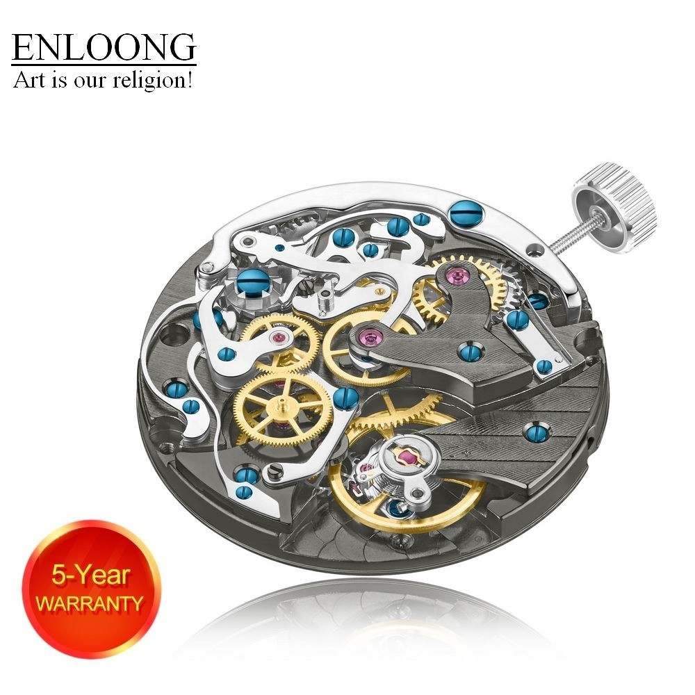 ENLOONG Luxury Chronograph Mechanical Watch Movement Black OEM Logo Custom Blue Screws ST19 ST1901 Movement Manual Winding