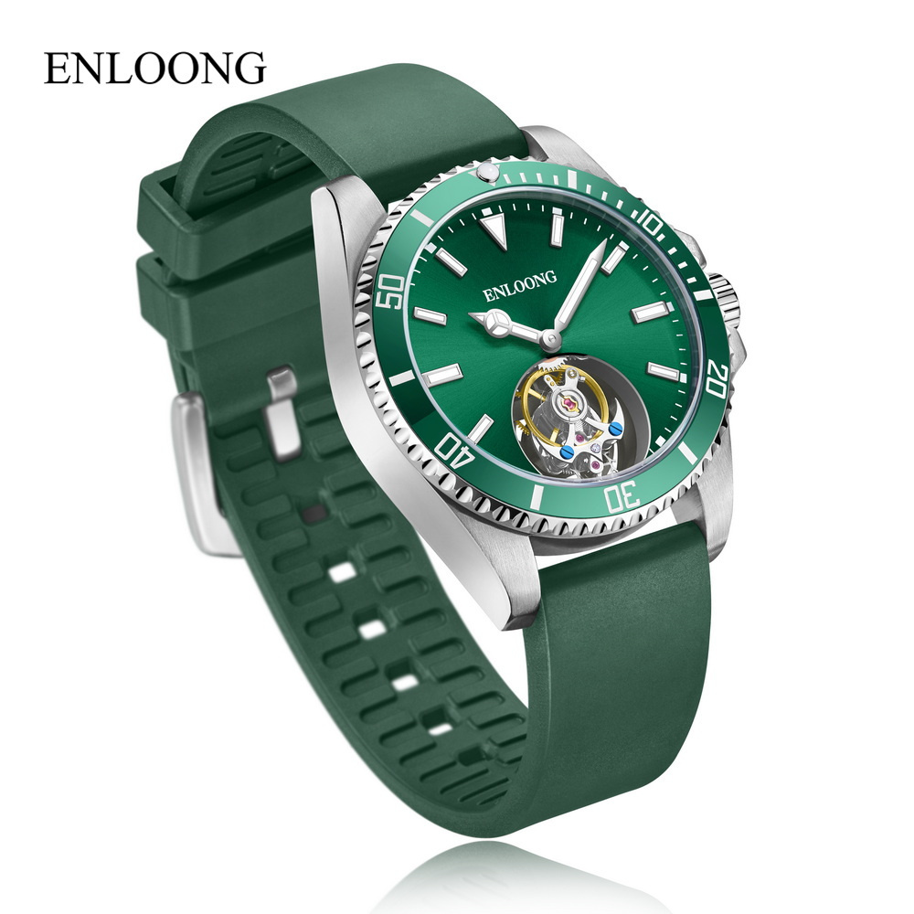 ENLOONG Custom Brand Man Marine Mechanical Watches Comfortable Fashion Green Luxury Tourbillon Wristwatch