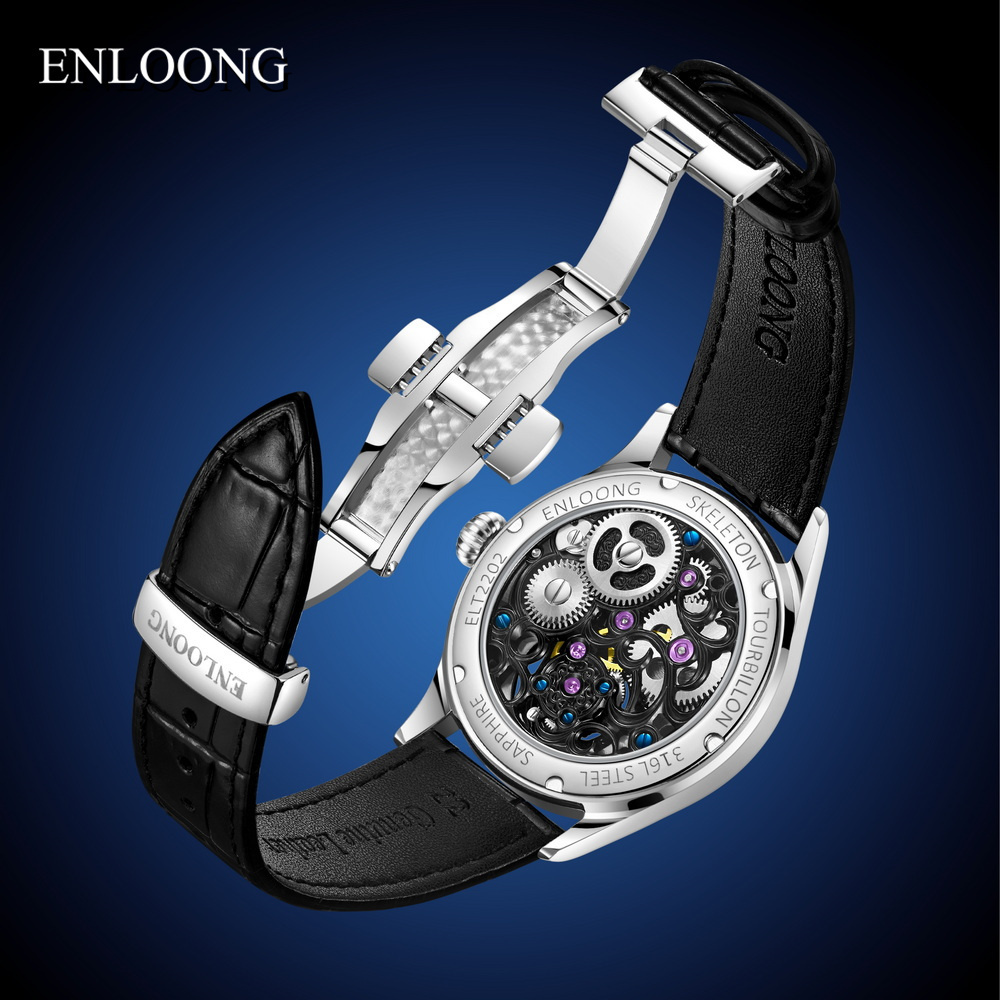 ENLOONG Best Affordable Luxury Tourbillon Watch Skeleton Premium Watches Power Display Moonphase Tourbillon Watch for Men