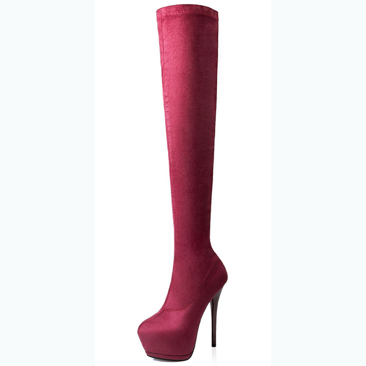 Women platform thigh long boots very high heel round toe stretch boots fashion sexy lady autumn winter dress shoes