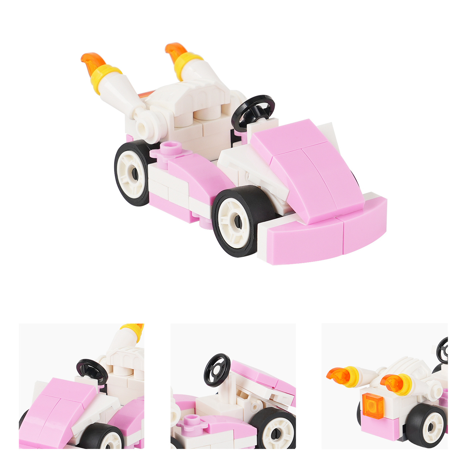 MOC1218-1222 Supermario Game Mario Kart with Wario Luigi Waluigi Princess Peach Cartoon minifigs Building Blocks Kids Gift Toys