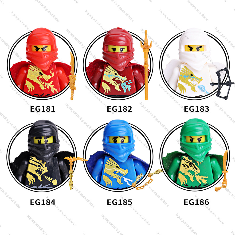 EG181-EG186 Ninja Brick Zane Kai Jay Lloyd Cole Assembled Collection Plastic Building Blocks Educational Gift Mini Toys for Kids