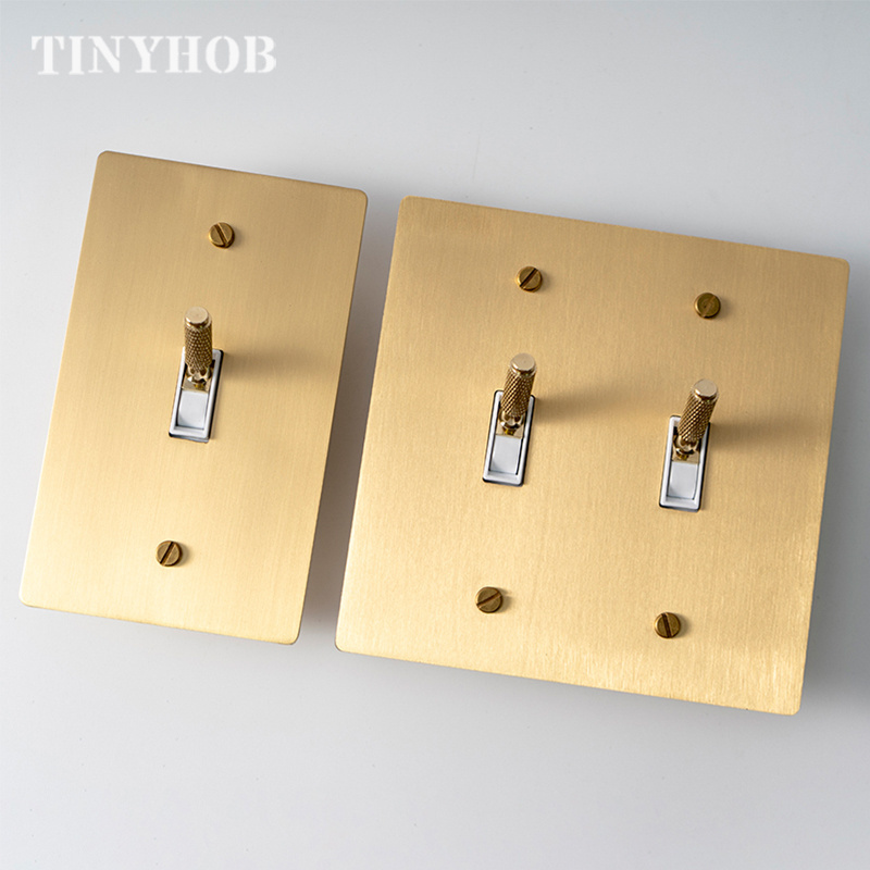 Customization Golden White Brass Plate US Standard Brass Knurled Switch Toggle 15A GFCI USB Socket 110V LED DIMMER Light Switch