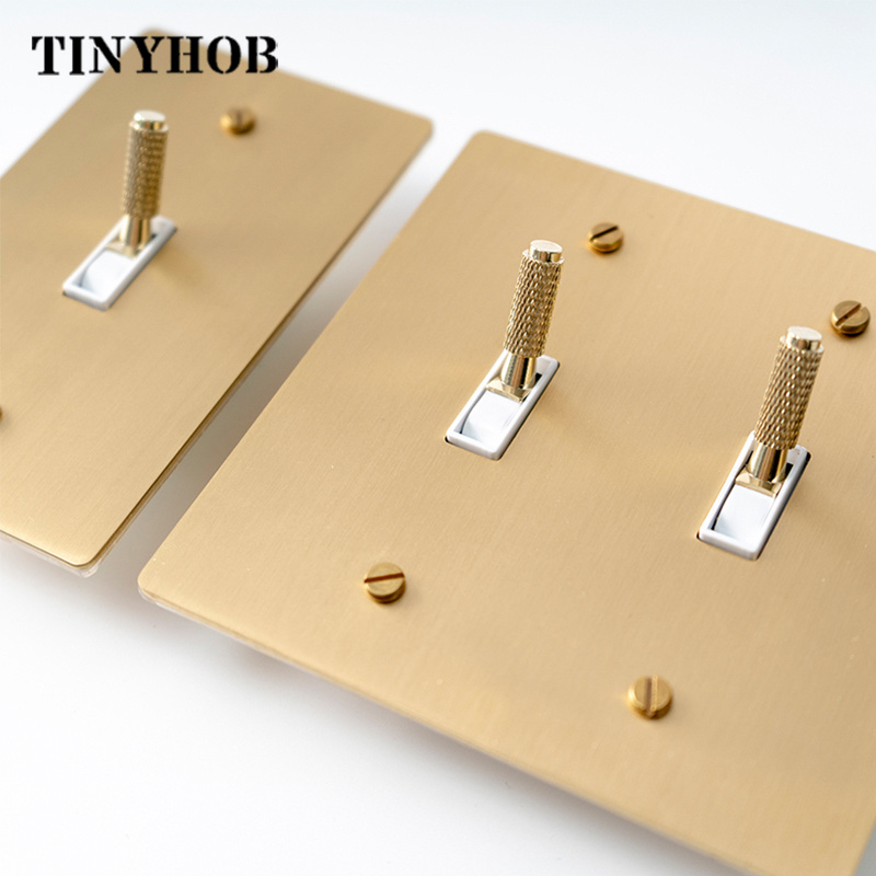 Customization Golden White Brass Plate US Standard Brass Knurled Switch Toggle 15A GFCI USB Socket 110V LED DIMMER Light Switch