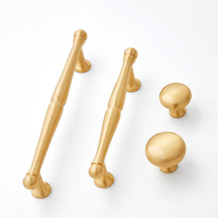 Gold Cabinet Handles Furniture Drawer Pulls Brushed Brass Drawer Handles And Knobs  C-2691