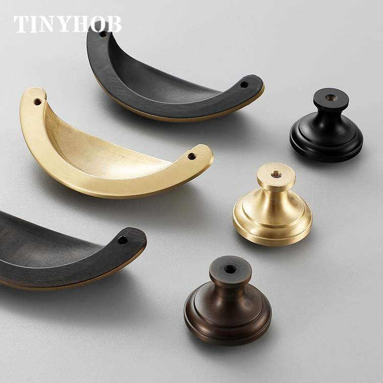 Bronze Shell Shape Drawer Cabinet Handle Solid Brass Cabinet Knob and Knob Furniture Handle/ 76MM Black Handle C-5120