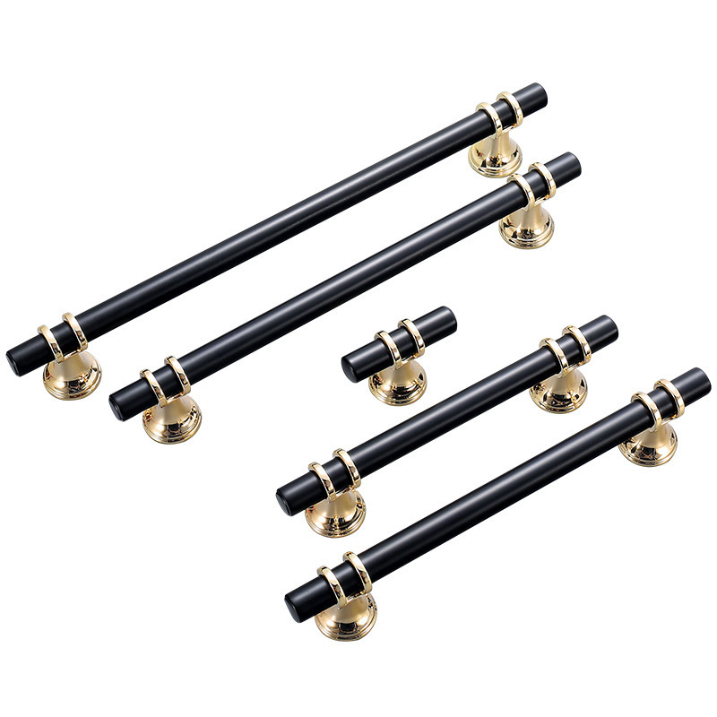 Wholesale Nordic style Black gold Handles Wardrobe Elegant Cabinet Knobs and Handles T Bar Straight Furniture Handle Pull Z-2281