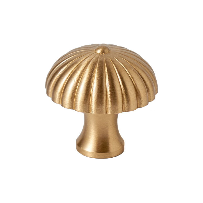 Mushroom Shape Brass Furniture Handles Simple Nordic Pastoral Wardrobe Dresser Knobs Cupboard Cabinet Drawer Round Gold Pulls