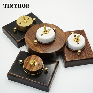 Brass switch Vintage retro toggle ceram Pull switch 220V 1/2/3 GANG WOOD Light Switch for living room SW-1526