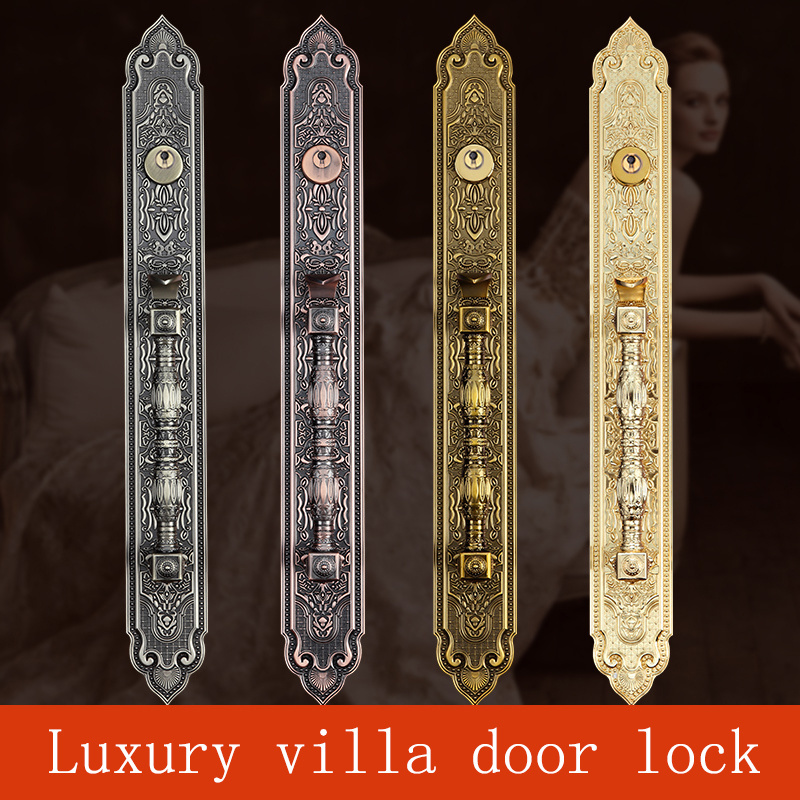 Luxury villa zinc alloy door handle lock set double door CL-0126