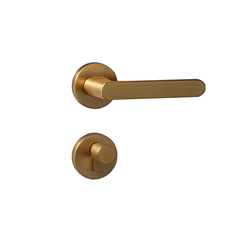 Yellow Bronze Door Handle Lock Interior Anti-theft Room Safety Door Lock For 35-50mm Doors CL-0752