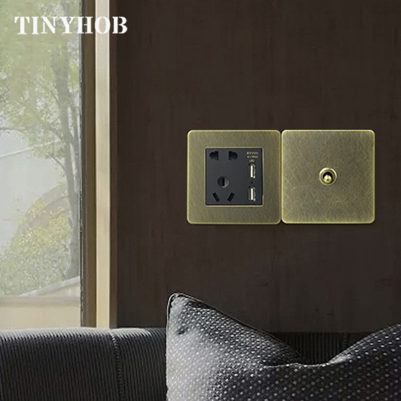 High Quality Bronze Vintage Brass Lever Toggle Pull Switch Panel Home Improvement Hotel Loft Champagne Wall Light Switch SW-1351