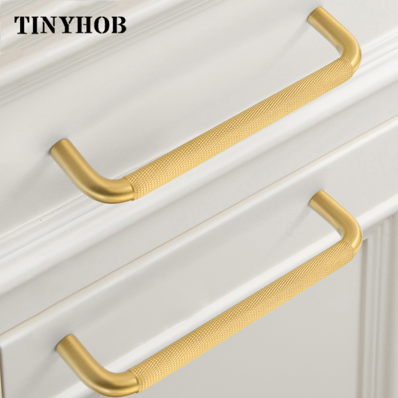 3 Colors Pure Brass Simple Knurled Handles and Knobs Wardrobe Cabinet Drawer Door Handles Furniture handles C-4145