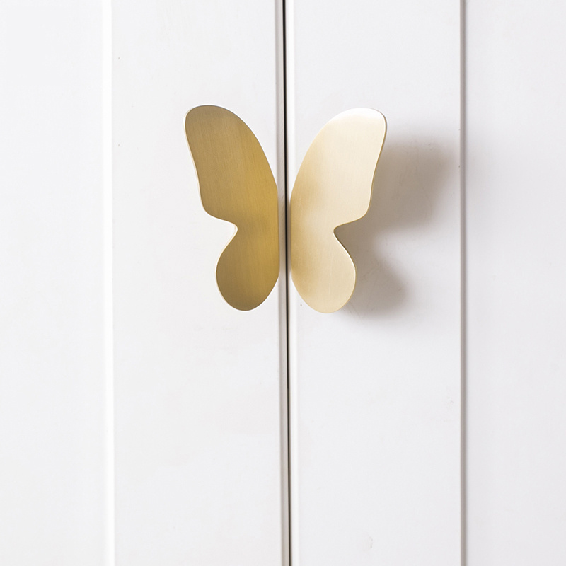 Brass Door Handle Cabinet Knobs and Handles Wholesale Butterfly Brass Brass C-2290 Handle Drawer Cabinet Wardrobe Pure Modern