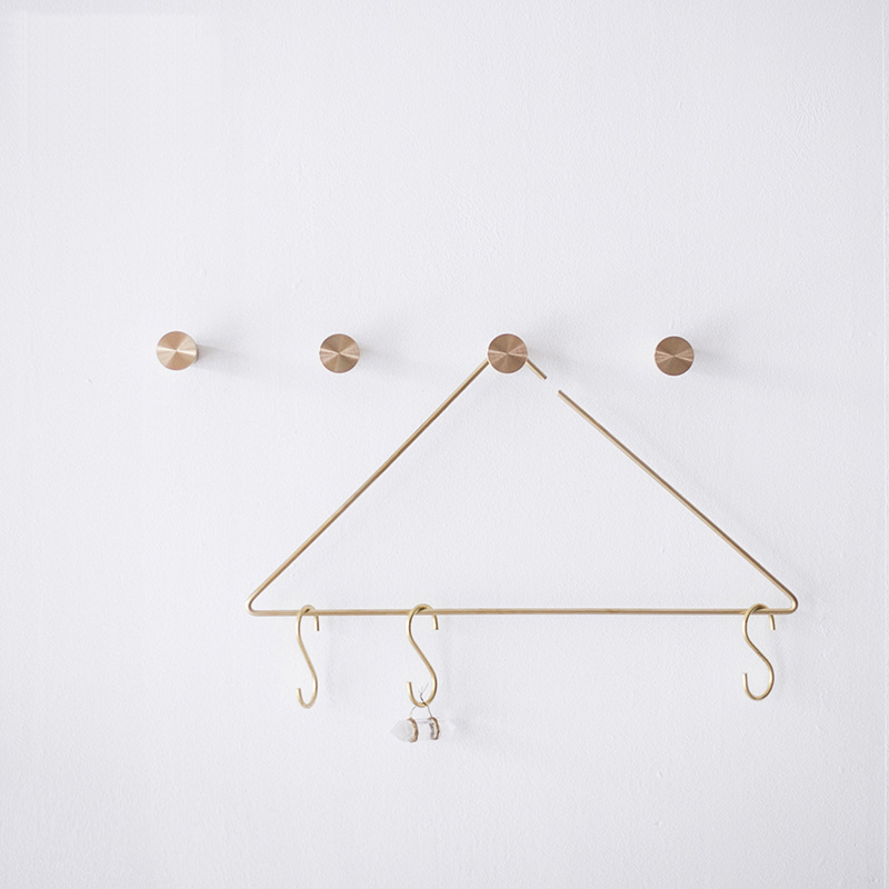 Wholesale Nordic design Danish wall decoration coat hook coat hook gold ornaments brass hook HK-016