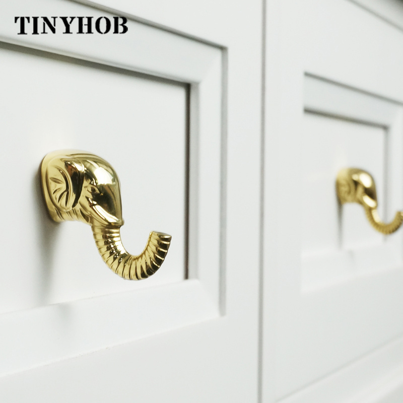 Light Luxury Creative Animal Elephant Shape Retro Decorative Hook Drawer Wardrobe Closet Furniture Handles and Knobs C-4010