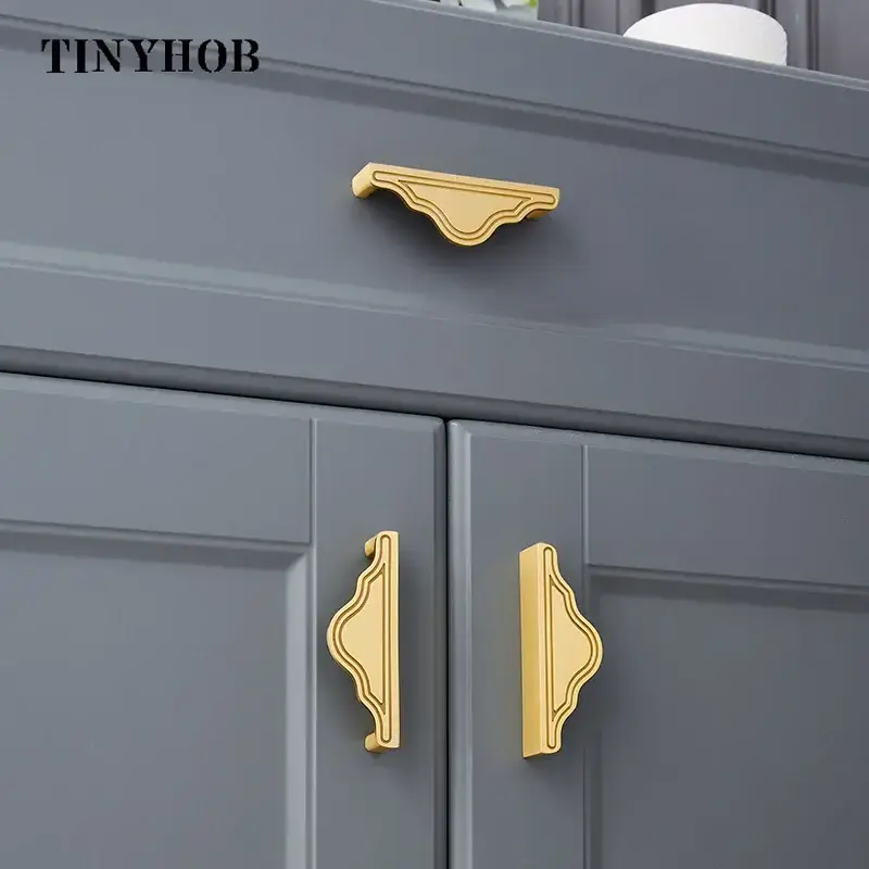 Antique Solid Brass Art Deco Kitchen Cabinet Knobs T Bars Bedroom Wardrobes Pull Drawer Handle Shoe Cabinets Decorative Knob