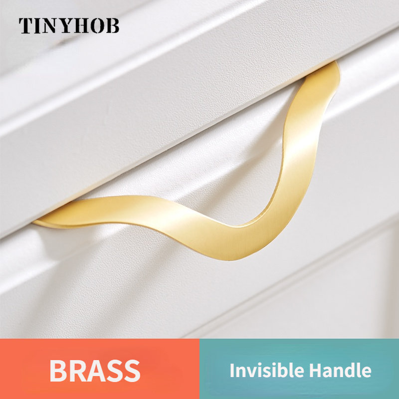 Brass Invisible Handle Cabinet Door Knob Handle Desk Drawer Pulls Modern Knobs Furniture Hardware Kitchen Handle and Knob C-5350