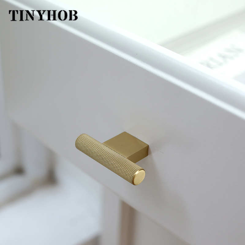 Gold Knurled/Textured simple kitchen cabinet knobs and handles Drawer Pulls Bedroom Knobs Brass Cabinet Hardware C-3310