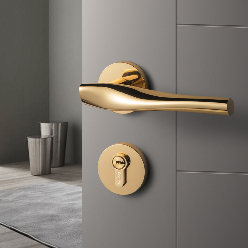 Modern luxury/Gold Bedroom Door Handle Lock Security Entry Split Silent Lock Core Door Furniture Indoor Door Handle Lock CL-0765