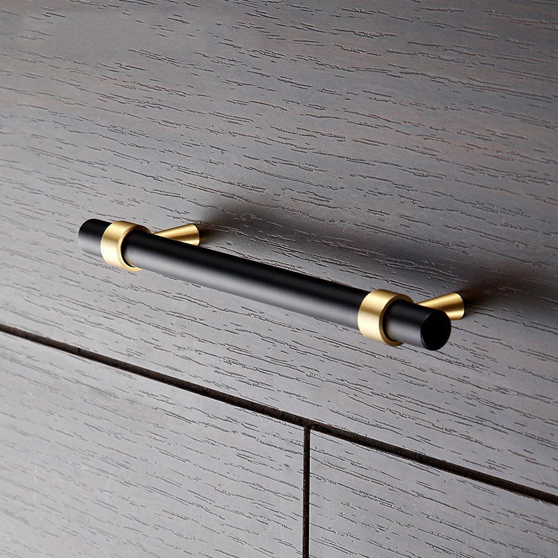 Customization Simple Brass Furniture Long Handles T-bar Black Gold for Wardrobe Dresser Cupboard Cabinet pulls Handles DC-2570