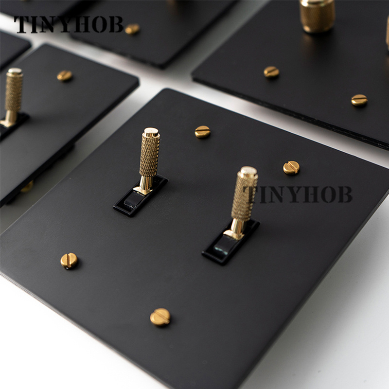 Customization Black Brass Panel Plate Home Hotel Toggle Hotel Home Switch Electric Wall Pull Switch 110V LED Dimmer GFCI 15V