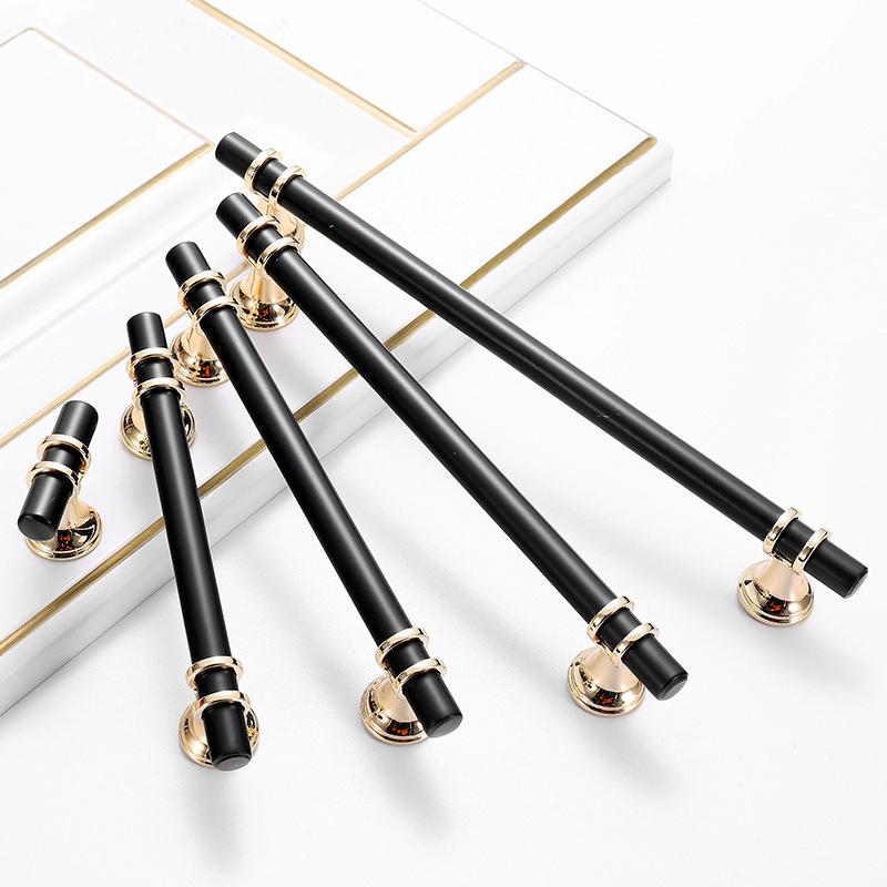 Wholesale Nordic style Black gold Handles Wardrobe Elegant Cabinet Knobs and Handles T Bar Straight Furniture Handle Pull Z-2281