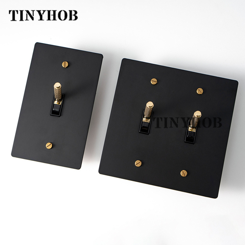 Customization Black Brass Panel Plate Home Hotel Toggle Hotel Home Switch Electric Wall Pull Switch 110V LED Dimmer GFCI 15V