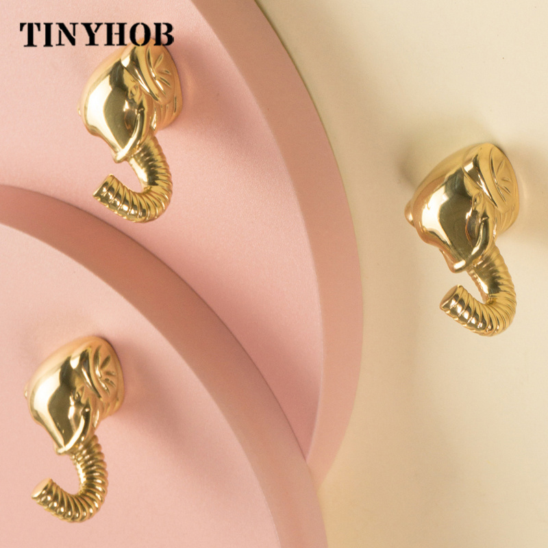 Light Luxury Creative Animal Elephant Shape Retro Decorative Hook Drawer Wardrobe Closet Furniture Handles and Knobs C-4010