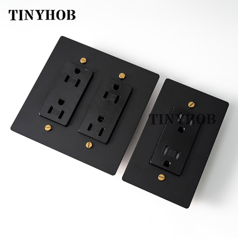 Customization Black Brass Panel Plate Home Hotel Toggle Hotel Home Switch Electric Wall Pull Switch 110V LED Dimmer GFCI 15V