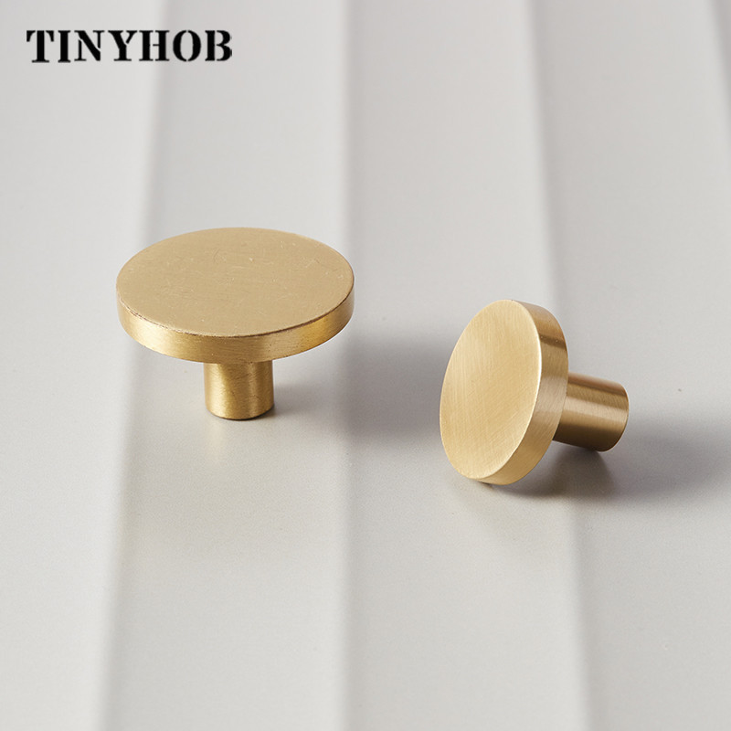 Customizable Round Brass Dresser Knobs Drawer Pulls Handles Cabinet Door Knob Handle Simple Gold Kitchen Hardware Pull DC-1488