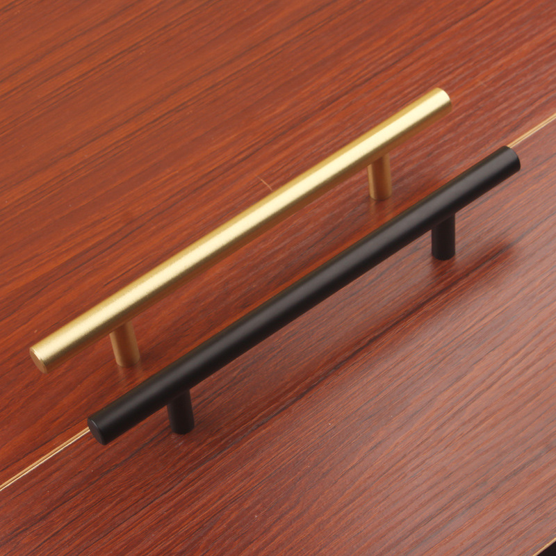 Modern Long Aluminum T Shape Cabinet Pulls Gold Handle for Drawer Cupboard Furniture Handles Pull Knob Hardware A-0052