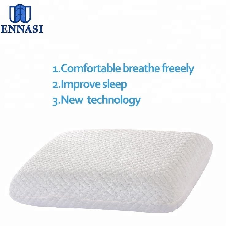 Breathable Soft Ventilated Cool Gel Memory Foam Bed Sleep Pillow - Washable Cover Case CE 100% Polyester Adults Neck Rectangle